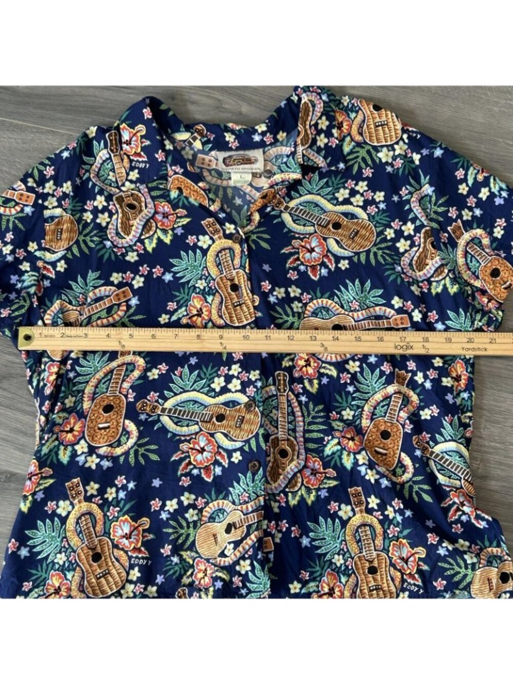 Reyn Spooner Shirt Womens L Multicolor Eddy Y Guitar Hawaiian Aloha Rayon Hawaii - Picture 6 of 9